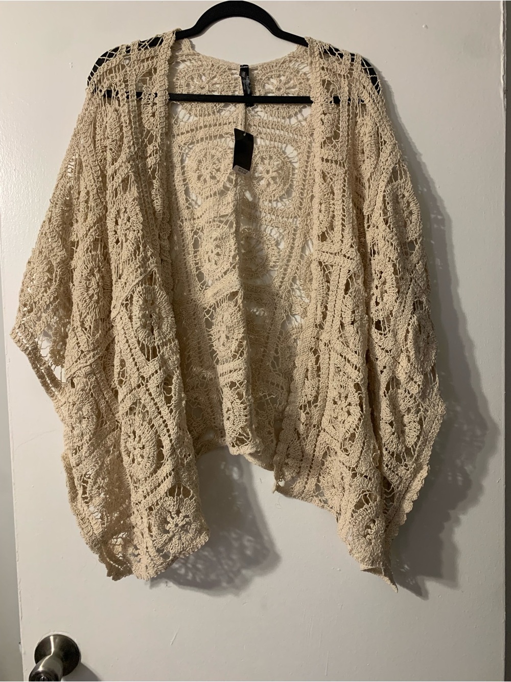 torrid Cream Crochet Open-Weave Pullover